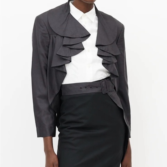 Pre-owned Comme des Garçons grey silk blazer - Picture 2 of 5